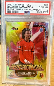 Eduardo Camavinga Finest Prized Footballers Fusion Yellow Red SP Case Hit PSA 10 - Picture 1 of 3