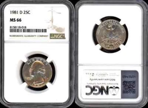 1981-D WASHINGTON QUARTER 25 CENTS NGC MS66 UNC BU DETAILED COIN #G - Picture 1 of 3