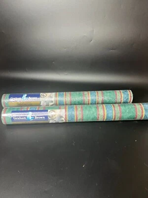 Graham & Brown 2 rollos stock antiguo lux. Patrón de vinilo 24020 56 ft ea. verde azul r Foto 1 de 4