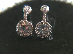STUNNING PAIR OF PLATINUM PLATED STUDS WITH C/Z 0010 - Picture 1 of 2