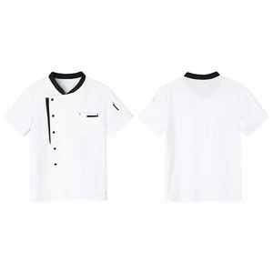 Men's Short Sleeve Button Chef Coat Restaurant Work Jacket Hotel Kitchen Uniform - Picture 1 of 81