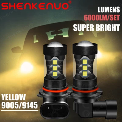 For Ford F150 F250 Amber Yellow 9005 9006 Projector Lens LED Fog Lights Bulbs - Image 1 of 4