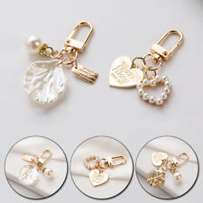 1PC Women Shell Heart Shape Key Rings Gold Pearl Pendant Keychain Bag Ornament