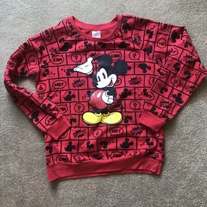 Disney Women's S 3/5 Mickey Sweatshirt Red Black Vintage - Picture 1 of 3