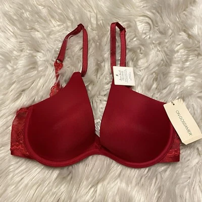 Sujetador On Gossamer 32C Rojo Encaje Trasero Sumergible Hermosamente Básico Con Aros NUEVO Foto 1 de 4