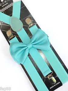 Nueva boda Aqua menta verde pajarita a juego cuello banda suspensión y lazo conjunto de pajarita - Imagen 1 de 3