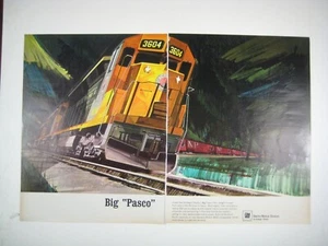 Northern Pacific Railway Big Pasco Freight Train Print AD 1967 Vintage 2 Page - Picture 1 of 2