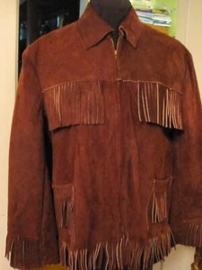 TRUE VINTAGE BUCKSKIN JACKET FRINGED S LEATHER UNISEX ROCKABILLY WESTERN  - Picture 1 of 11