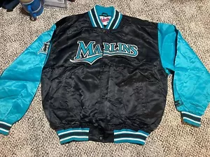 Florida Marlins Satin Jacket Diamond Collection by Starter Size XXL Vintage - Picture 1 of 8