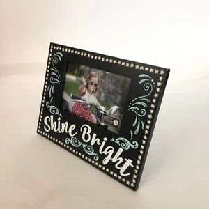 Wooden Picture Photo Frame With Stand for 4x6" Photo, SHINE BRIGHT,Black - Picture 1 of 9