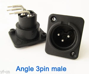50x Mic XLR 3pin Male Angle Legs Panel Mount Chassis PCB Socket Connector Black - Picture 1 of 3
