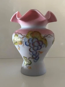 Fenton Cabernet Blush Blue Burmese Vase Ltd Ed Hand Painted S Davis #36/1950!! - Picture 1 of 17
