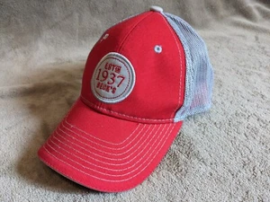 Beck's 1937 Trucker-/Netzmütze Kappe verstellbarer Riemen hinten Farm Samen Indiana rot grau - Bild 1 von 4