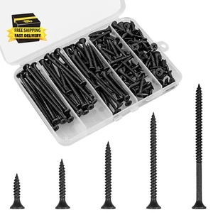 Wood Screws Assortment Kit, 168 PCS, High Hardness Phillips Drive Screws Set, Bl - Picture 1 of 7