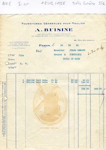 Paris I er 44 Rue du Louvre - Belle Entête avec un Moulin Secteur Minoterie 1928 - Picture 1 of 1