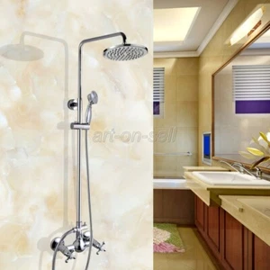 Wall Mounted Chrome Brass 8-inch Round Shower Head Rain Shower Faucet Set arg304 - Bild 1 von 9