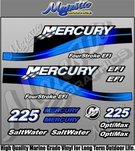 MERCURY 225hp - BLUE - EFI SALTWATER - OUTBOARD DECALS - Picture 1 of 1