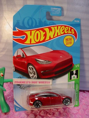 NEW for 2019 Hot Wheels TESLA MODEL 3 #174/250 red;ra6 ✅ GREEN SPEED ✅ Z1 - Image 1 of 3
