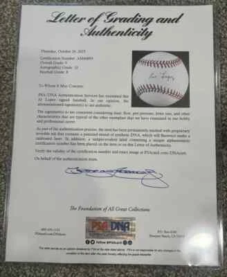 HOF Al Lopez Signed Official National L Baseball Full PSA LOA COA DODGERS******* - Image 1 of 4