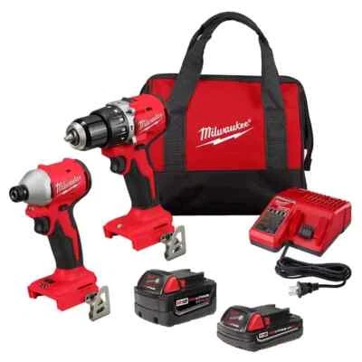Milwaukee Tool 3693-22Cx M18 Compact Brushless 2-Tool Kit, Hammer Drill & Impact - Image 1 of 3