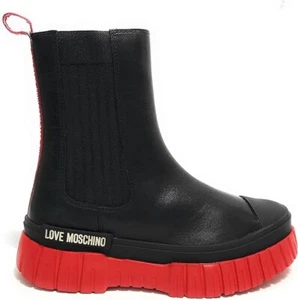 Moschino Zapatos Mujer Love Bota Con Plataforma De Cuero Negro/Rojo - Nº 36 EUR - Imagen 1 de 11