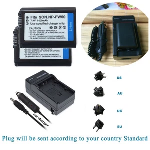 2x NP-FW50 Battery+Charger for Sony Alpha 7 7R A7 A7R A7S I-II A3000 A5000 A5100 - Picture 1 of 9