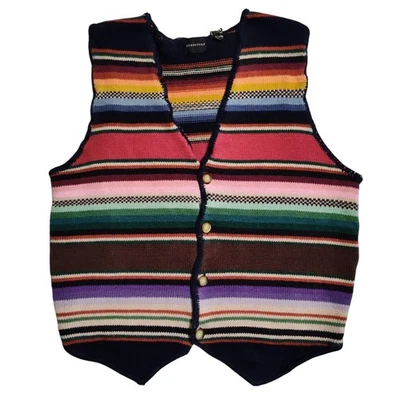 Vintage Structure Striped Sweater Vest Men's Size M Cotton Indie Retro 90s  - Image 1 of 4