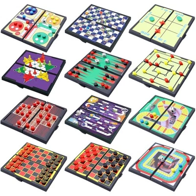 Compact Magnetic Board Games Set: 12 Fun Games for Family Travel Entertainment - Image 1 of 4