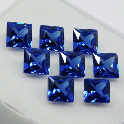 天然 80 克拉公主切割蓝色蓝宝石 7-8 件锡兰散装宝石套装 — 第 1/4 张图片