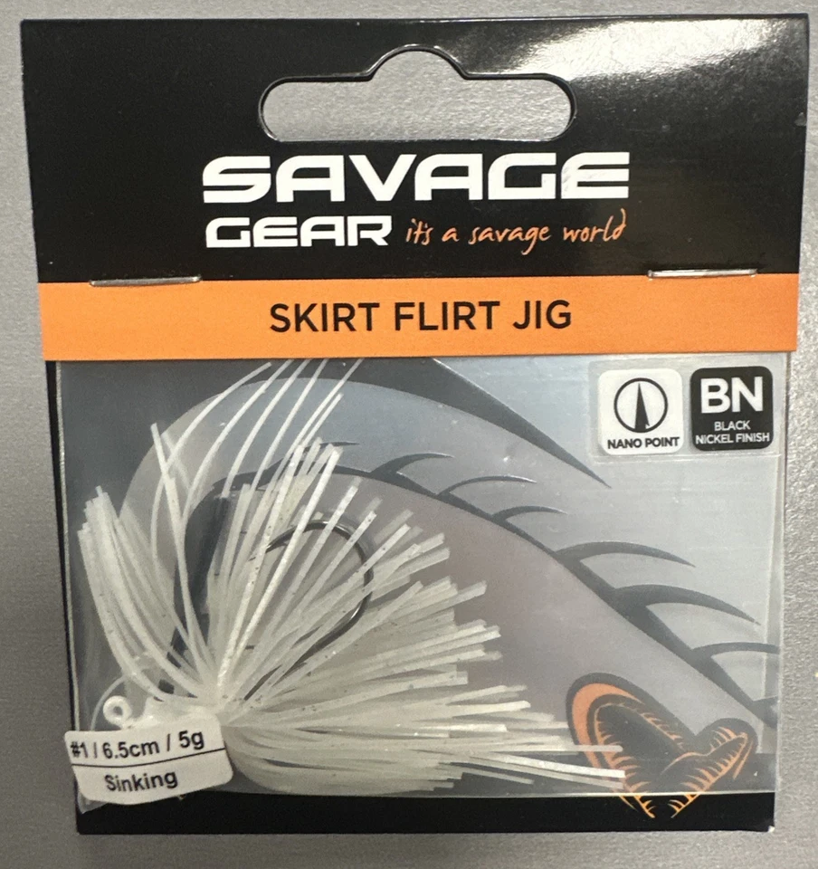 Savage Gear Skirt Flirt Jig 5 Gram 6.5cm Sinking White 5g - Image 1 of 1