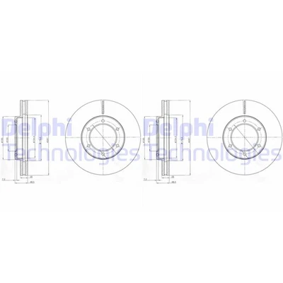 2X DELPHI Discos de Freno 287mm Ventilado Delant. Apto para Toyota Dyna BG4209 - Imagen 1 de 2