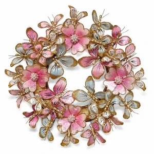 22" Shimmering Butterfly Wreath for Front Door Handmade Spring Easter Decoration - Picture 1 of 4