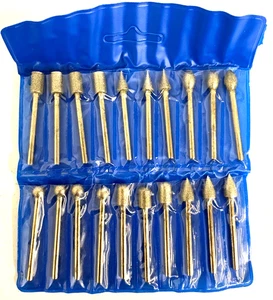 20PCS DIAMOND BURR STONE CARVING GRINDING BITS SET W/ 1/8" SHANK FOR ROTARY TOOL - Picture 1 of 7