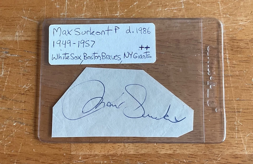 Max Surkont Boston Braves New York Giants Signed Autograph Album Page Cut Sig - Image 1 of 2