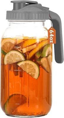 64 OZ Glass Water Bottle - Wide-mouth glass jars are suitable for juice - Image 1 of 4