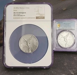 Lot Of 2 2018 Libertad Antique Finished 2 Oz /1 Oz Ms/SP 70 NGC PCGS - Picture 1 of 2