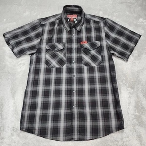 Dixxon Flanellhemd Herren Small schwarz grau Fadenkreuz Bambus kariert Kurzarm - Bild 1 von 12