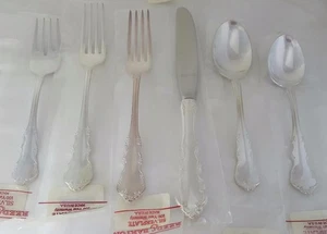 Reed & Barton Dresden Rose Salad Fork & Knife Soup Spoon and Teaspoon w 2 Forks - Picture 1 of 7