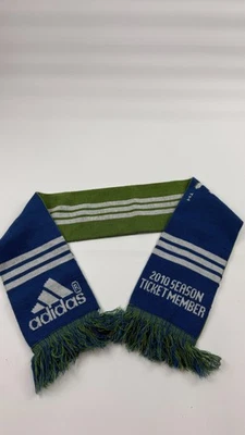 Seattle Sounders FC Scarf Mens Blue Green MLS Soccer 2010 Season Ticket Adidas - Image 1 of 4