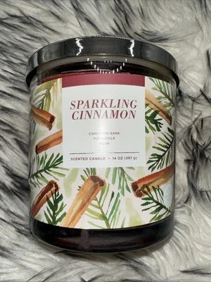 SONOMA 3 Wicks 14 盎司闪闪发光肉桂 Fir Needle Musk 肉桂树皮 全新 — 第 1/4 张图片