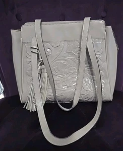 Patricia Nash Marke große Rosedale Tasche grau Werkzeugleder, toll aussehende Tasche - Bild 1 von 12
