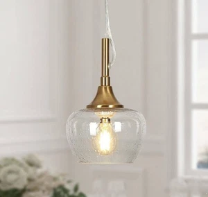 Seeded Glass Brass Pendant Light Small - Picture 1 of 8