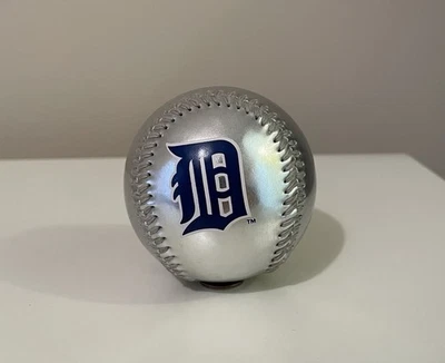 Detroit Tigers Logo Silver Baseball - MLB 2005 - Image 1 of 4