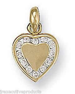 Yellow Gold Heart Pendant Sparkling Gemstone Hallmarked British Made