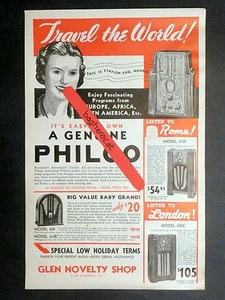 originale 1937 PHILCO RADIO AD #1 da RADIO STORE a GLEN CAMPBELL, PA-11"" X 17" - Foto 1 di 1