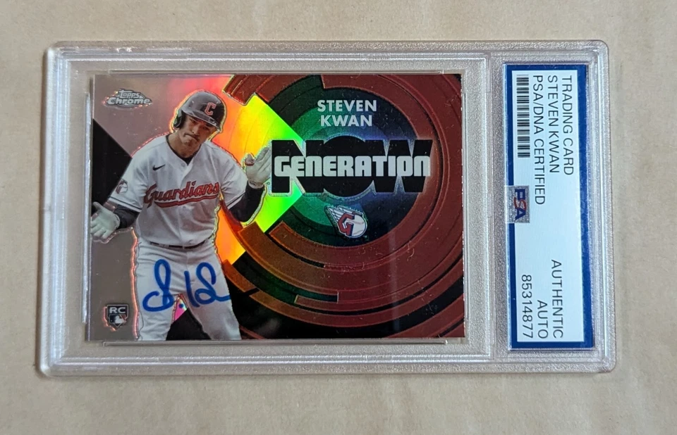 Steven Kwan Topps Chrome Generation NOW RC 2022 #GNC-7 Hand Signed PSA Slabbed - Image 1 of 2