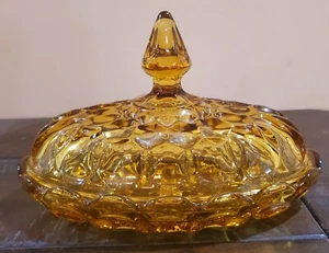 Vintage ANCHOR HOCKING Fairfield Amber Glass Covered Butter Dish With Lid - Picture 1 of 7