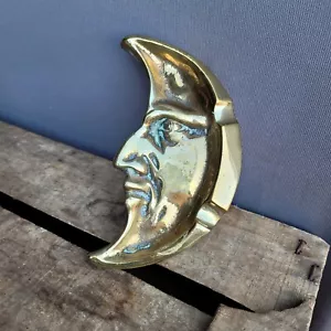 Rare Vintage Brass Man In The Moon Dish Celestial Trinket Jewellery Coin Tray - Picture 1 of 6