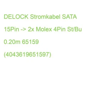 DELOCK Stromkabel SATA 15Pin -> 2x Molex 4Pin St/Bu 0.20m 65159 (4043619651597) - Bild 1 von 2