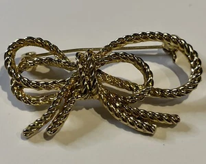 Vintage Gold Tone Roped Double Bow  2” - Picture 1 of 3